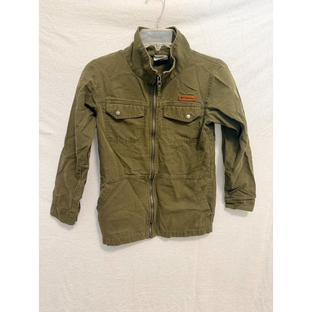 Columbia Mens Olive Green Cotton Canvas Full Zip Field Jacket Utility Coat M